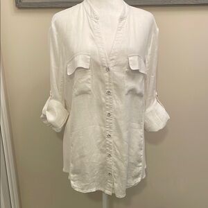 INC International Concepts White Button Down Shirt 3/4 Sleeve & long sleeves